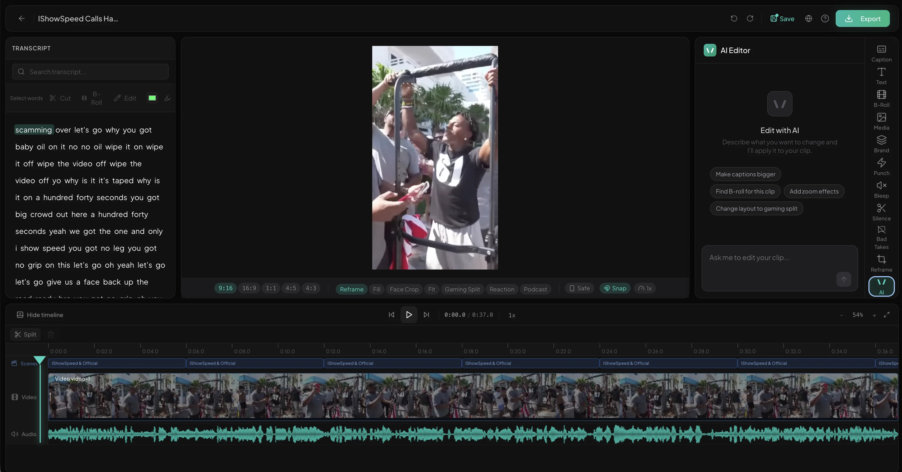 Vira video editor with captions and smart crop